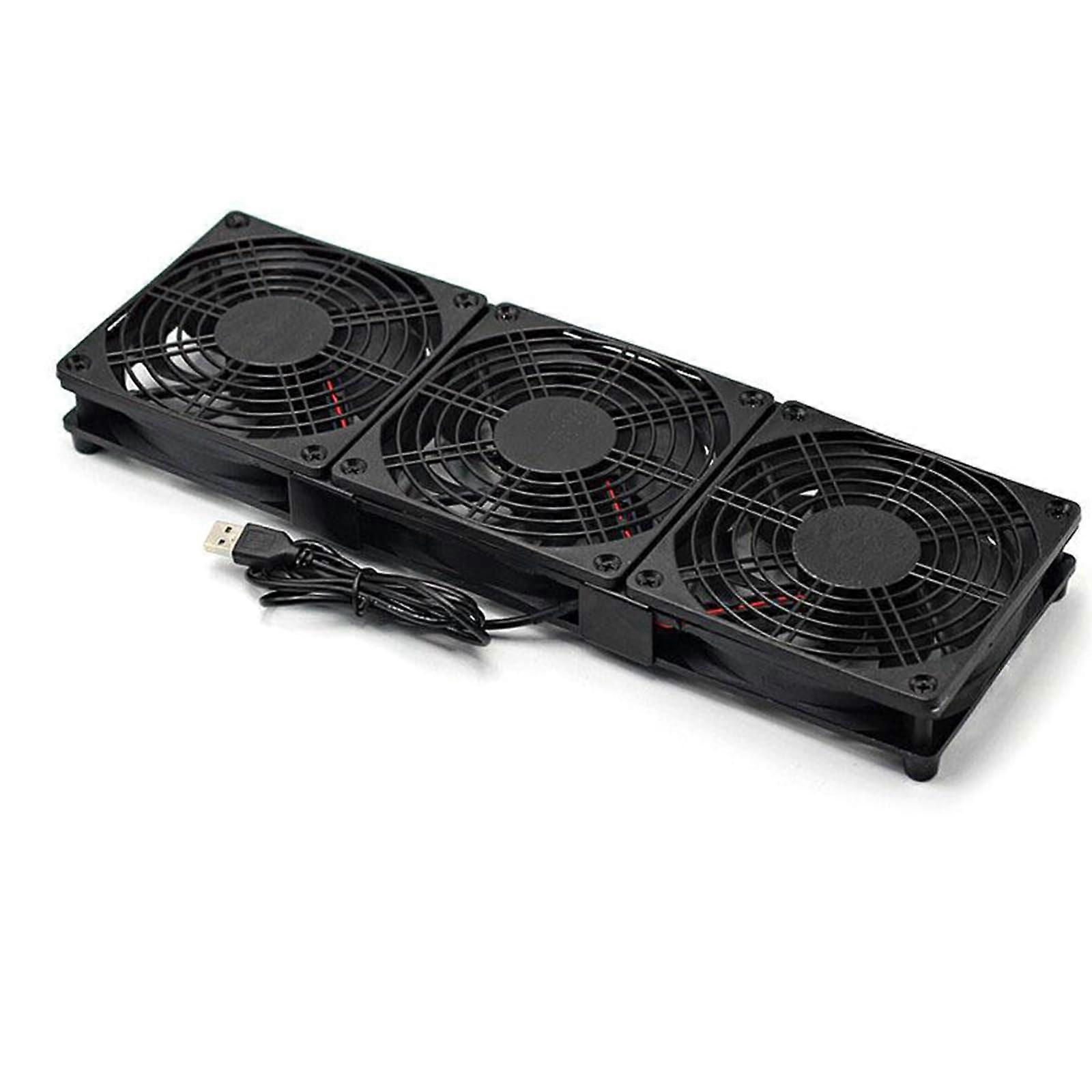 Airflows 120mm USB Cooling Fan With Rubber Feet For Routers Modems Boxes And PC Laptop Stands Three Fans Model B