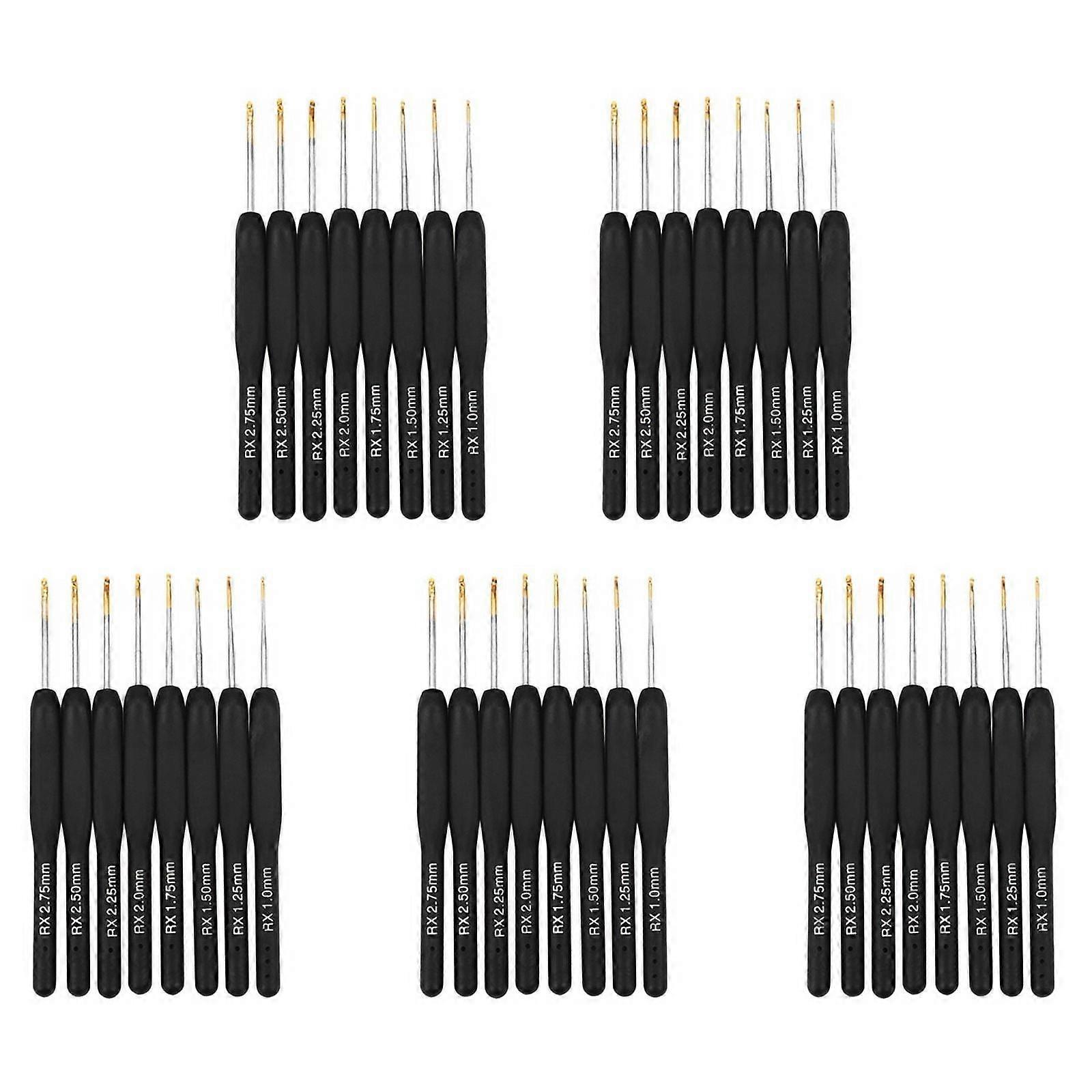 40Pcs Black Knitting Needles Plastic Handle Crochet Hooks for Knit DIY Craft Tool Weaving Kit Braid