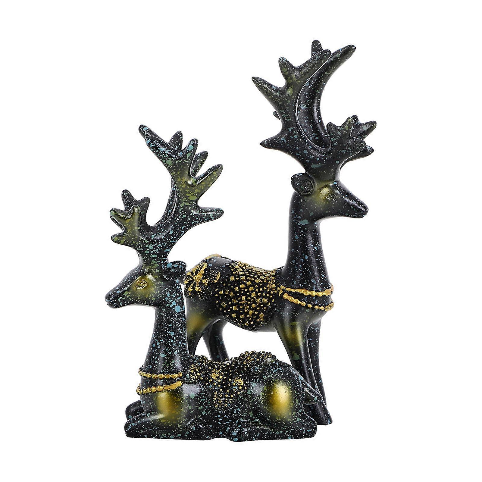 Small Deer Figurine Car Dashboard Decoration 1Pair Navy Cute Design Made From Material