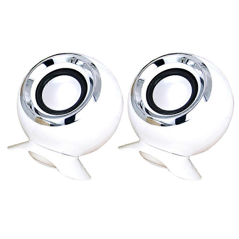 Mini USB Computer Speaker 2Pcs Compact Speakers For Travel Use In White Color With Good Tone Quality And Enhanced Volume