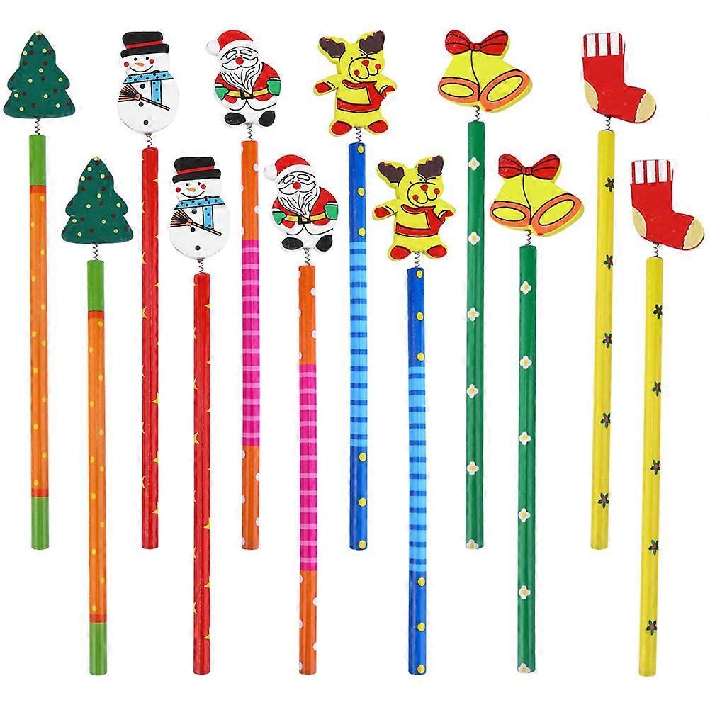 Writing Pencils Wood Sketch Pencil Student Supplies Study Use Round Shape Break-Resistant Cores 12Pcs