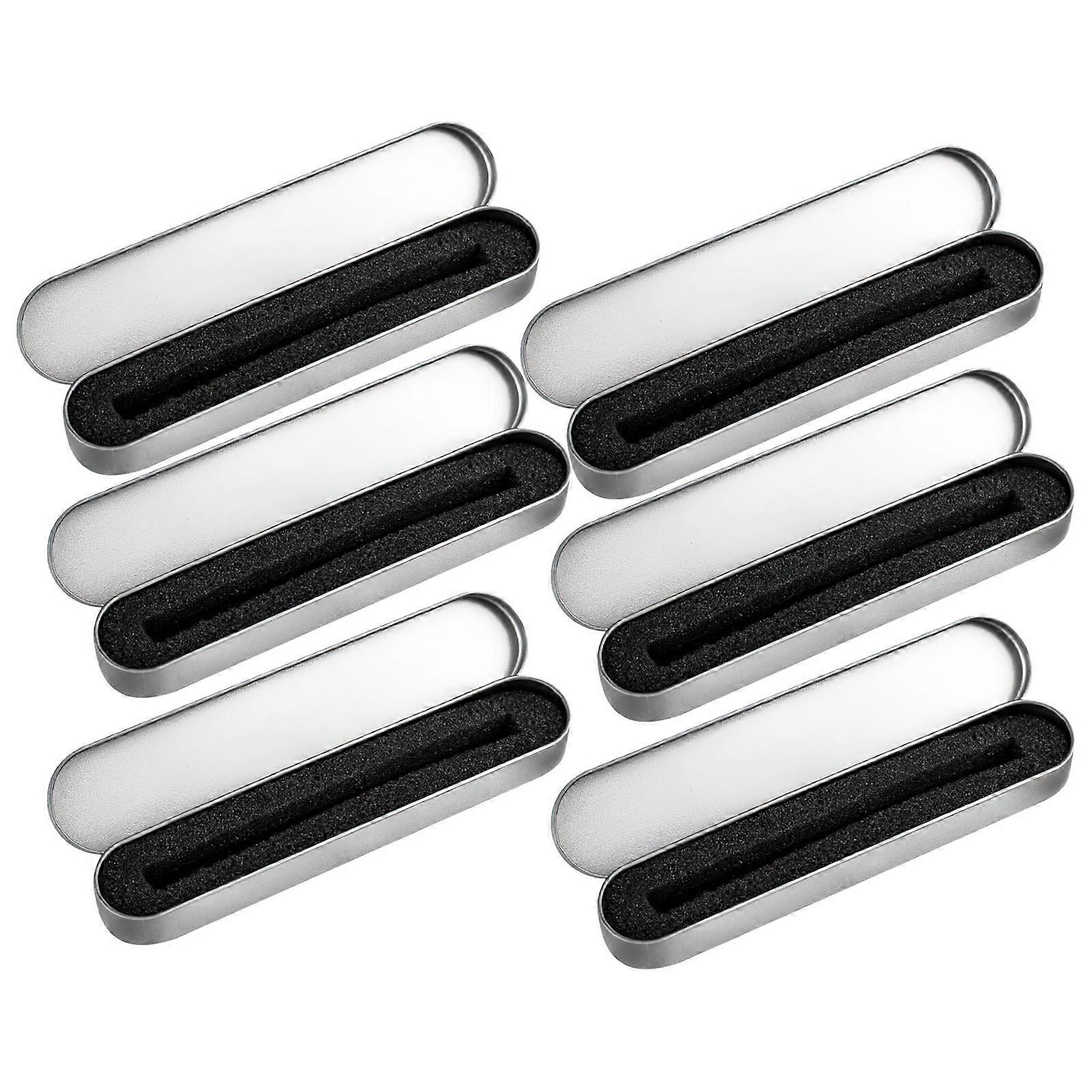 Metal Pen Container Tinplate Case for Storage Use 20Pcs Silver Pen Holders