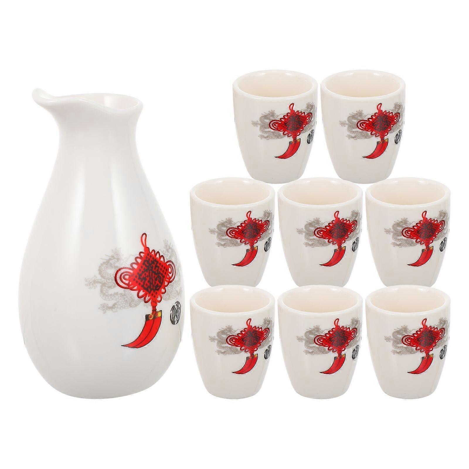 Sake Wine Flagon Set for Storage 1Set Ceramics Sake Pot Cups Home Drinkware