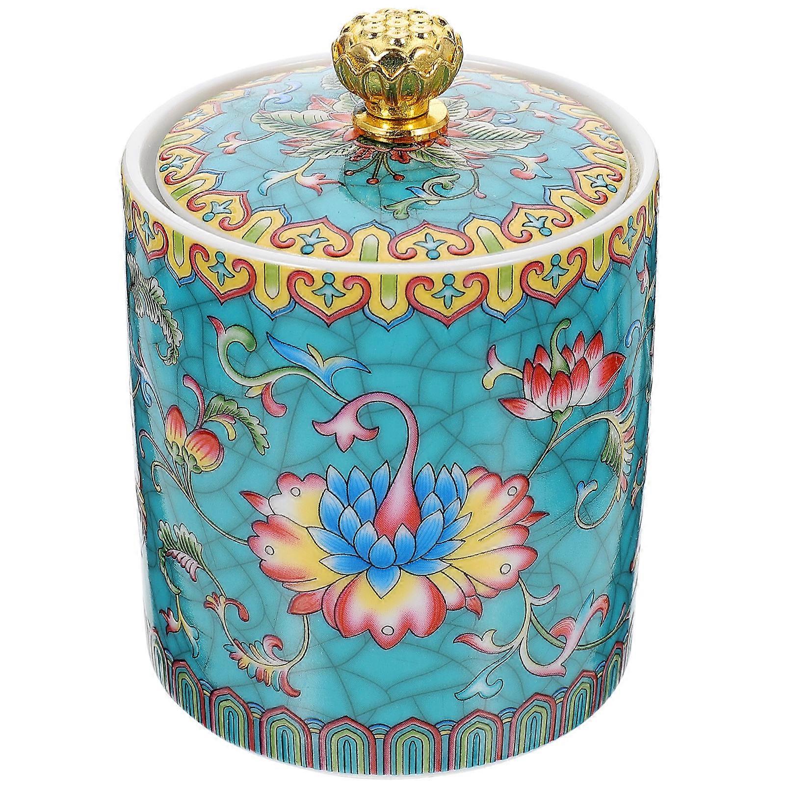 Ceramic Tea Storage Jar 2Pcs Sky-Blue for Candy Storage with Lid