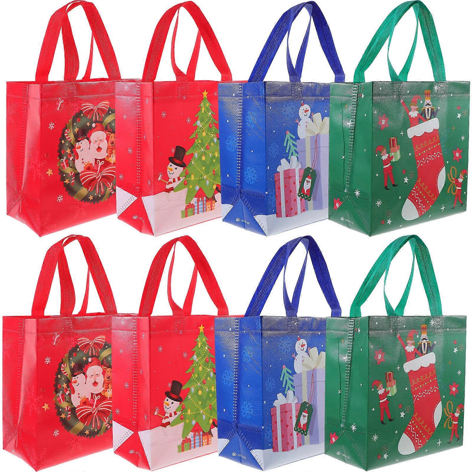Assorted Color Small Christmas Gift Bags for Storage Use 24Pcs Non-Woven