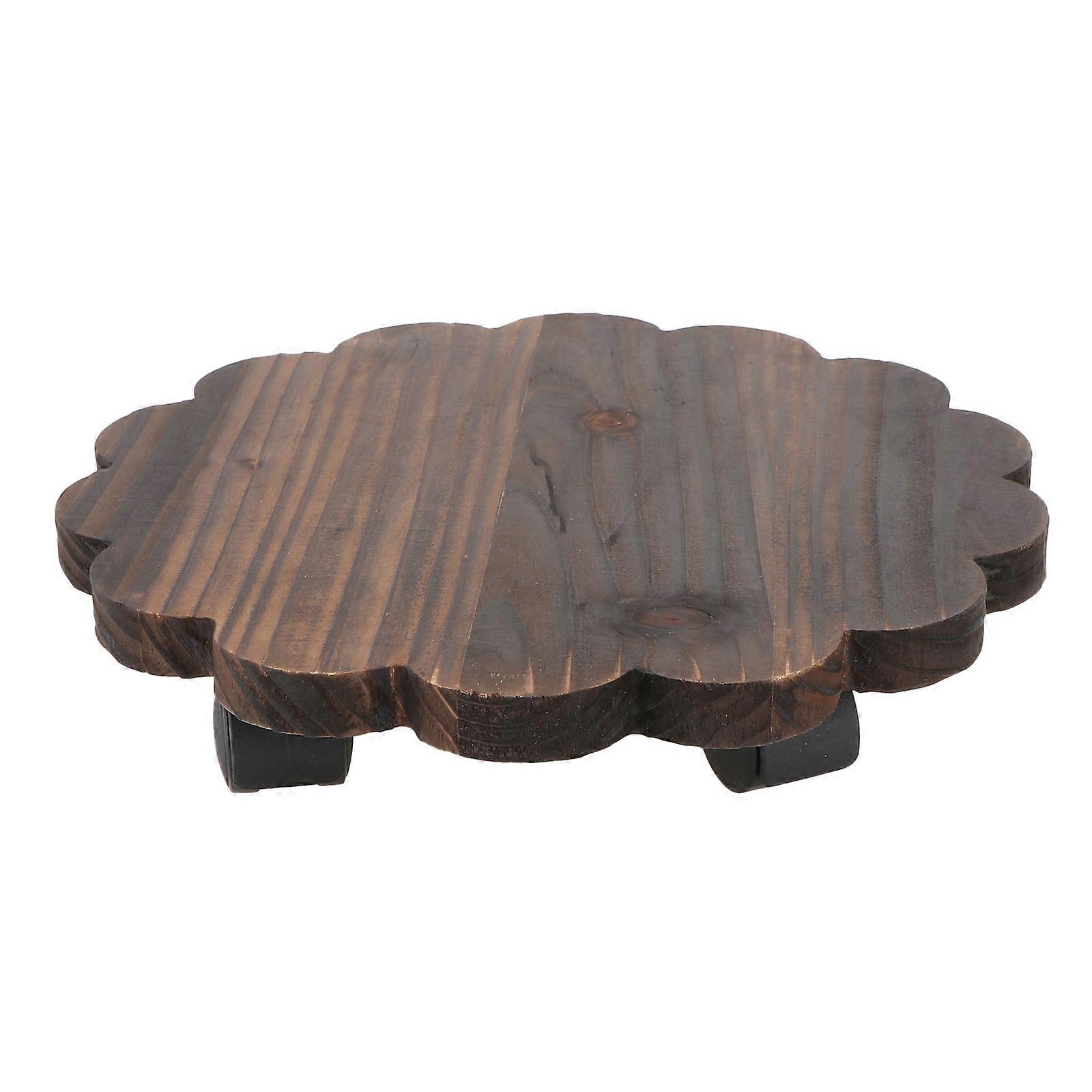 Light Brown Wheel Flower Stand for Moving Flower Pots 3Pcs Removable Base