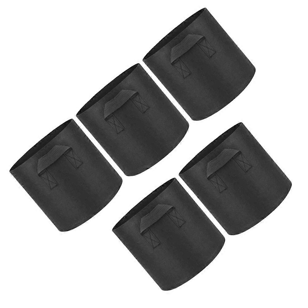 Felt Planting Bag Set 1 Set/5Pcs Round Gardening Container For Gardeners 3 Gallons Black Durable Pouch
