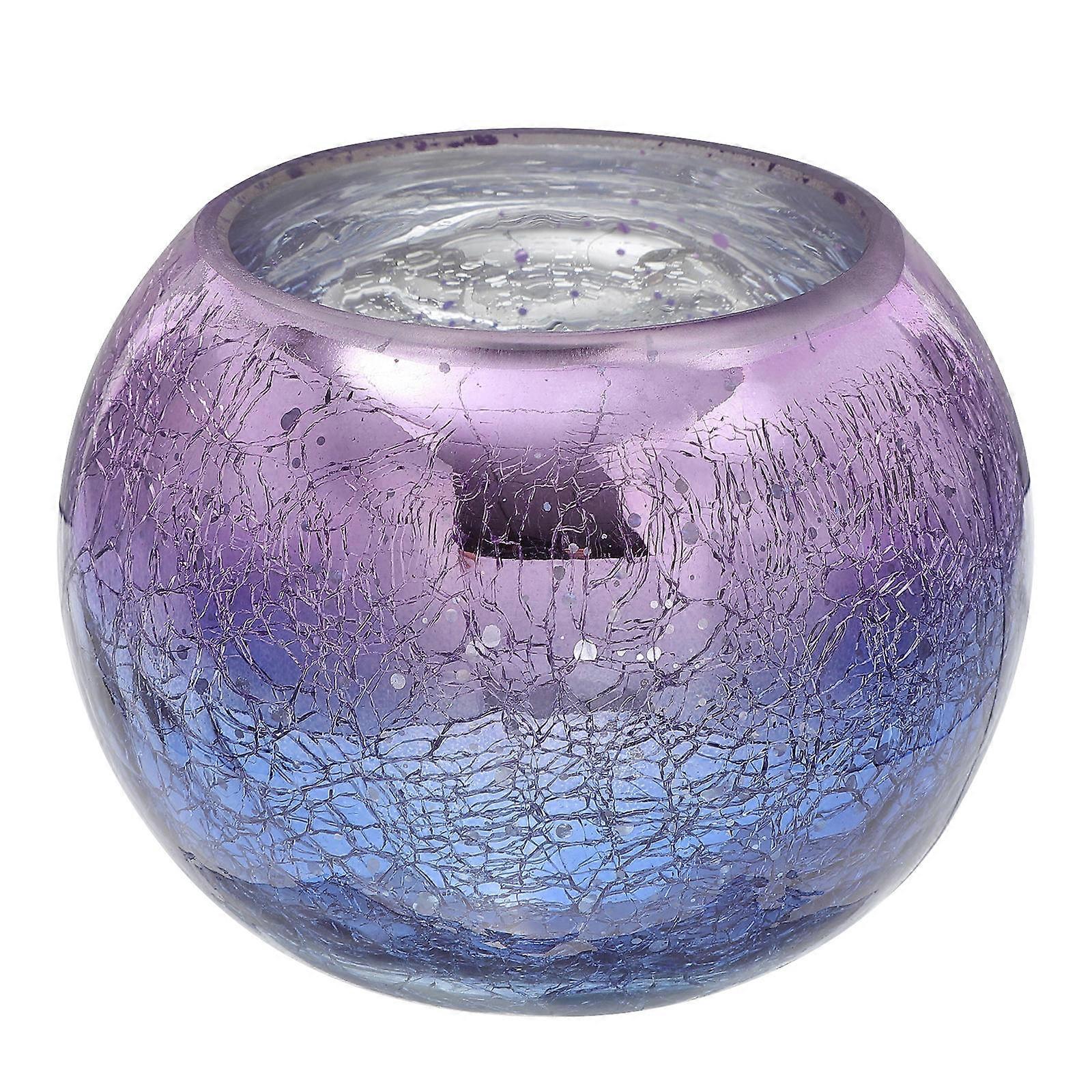 Purple Glass Candle Holder for Desktop Ornament 4Pcs Set for Home