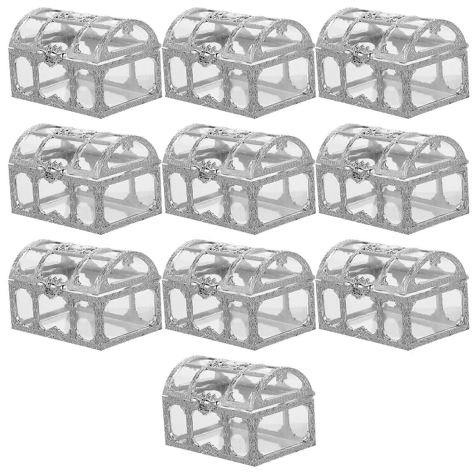 Candy Holders Treasure Chest Shape for 10Pcs Storage Use Silver