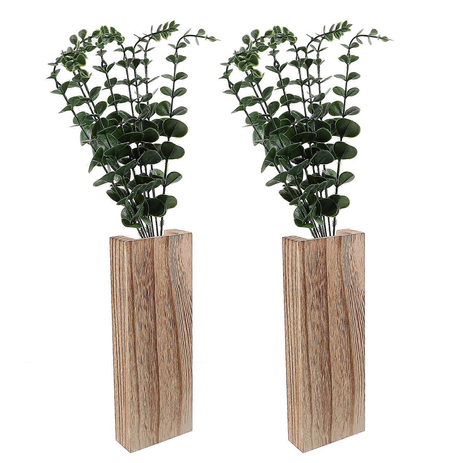 Light Brown Artificial Eucalyptus Vase for Decor with 8Pcs Branch