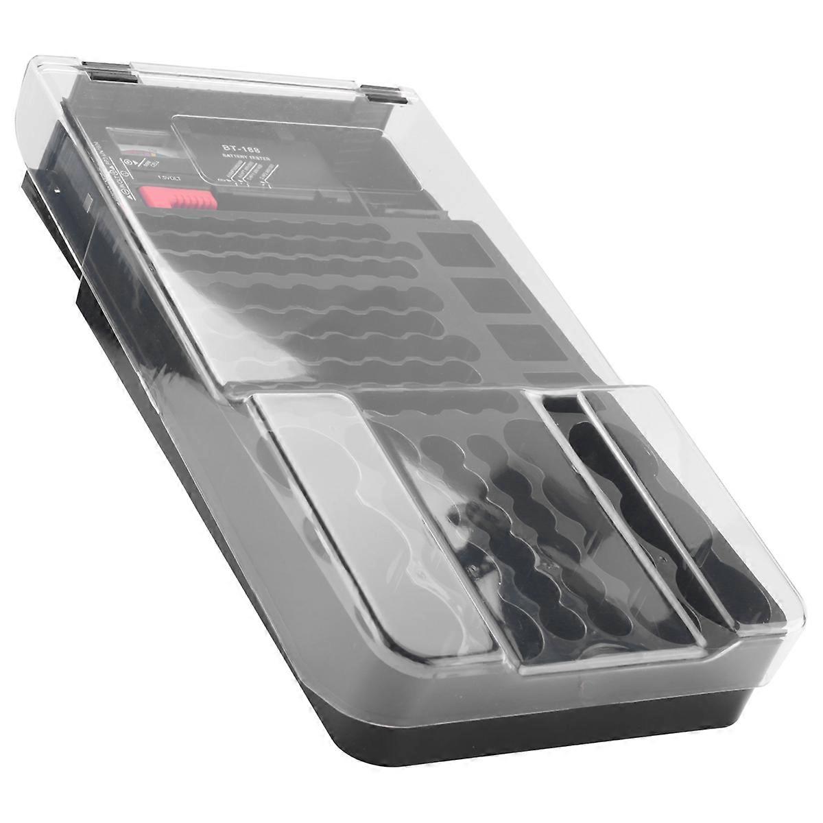 the Battery Storage Case,Organizer with Hinged Clear Cover, Black
