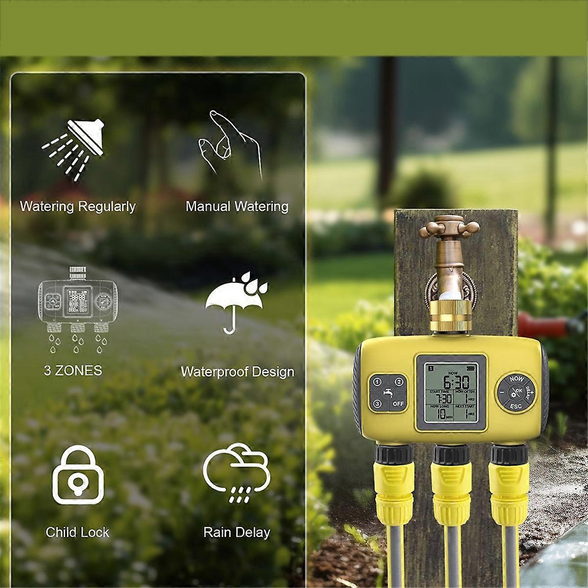 3-Outlet Automatic Water Timer Garden Irrigation Watering System Control Sprinkler Programmer BSP3/4