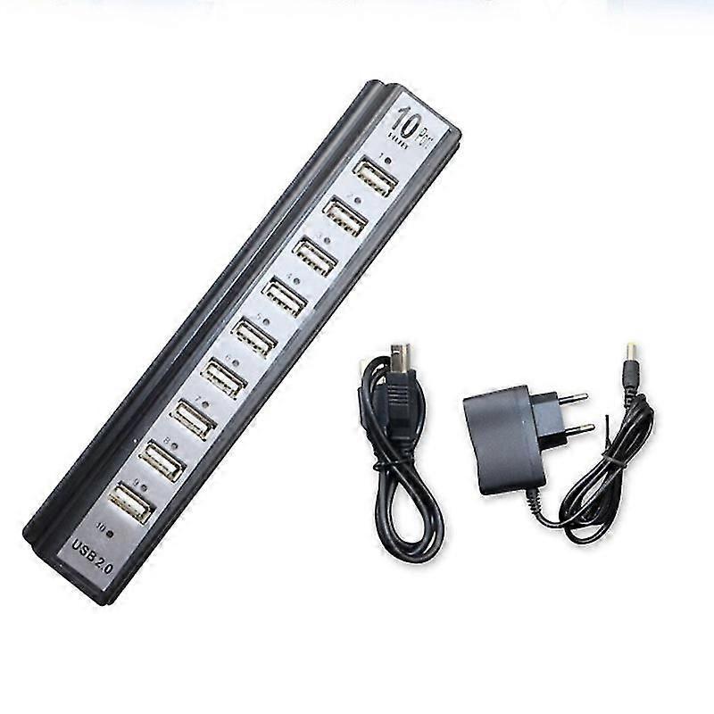 USB 2.0 hub 10 port with power adapter