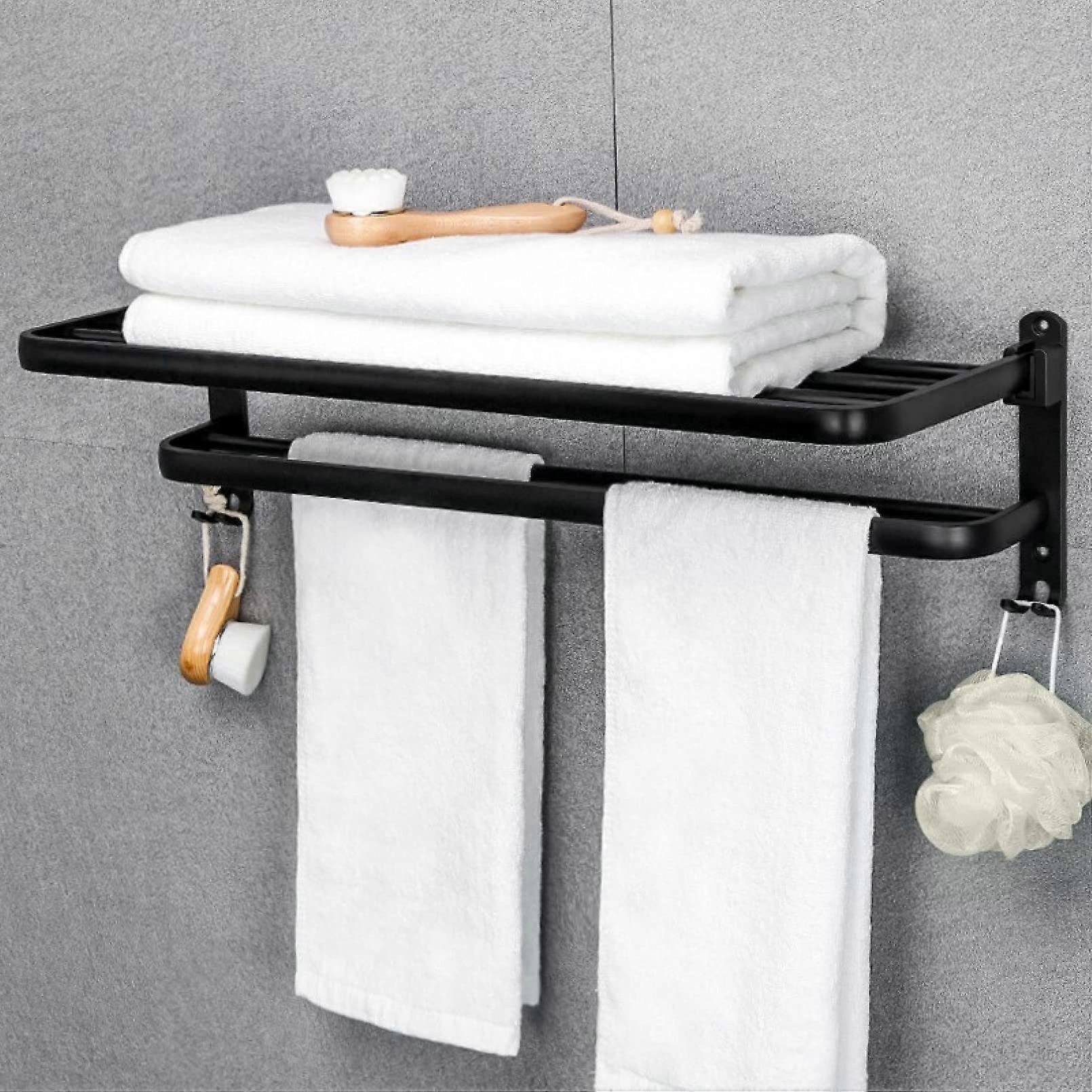 Bathroom Shelf Aluminum Black WallMounted Partitioned Space Pendant Style Includes Hardware Combo Set