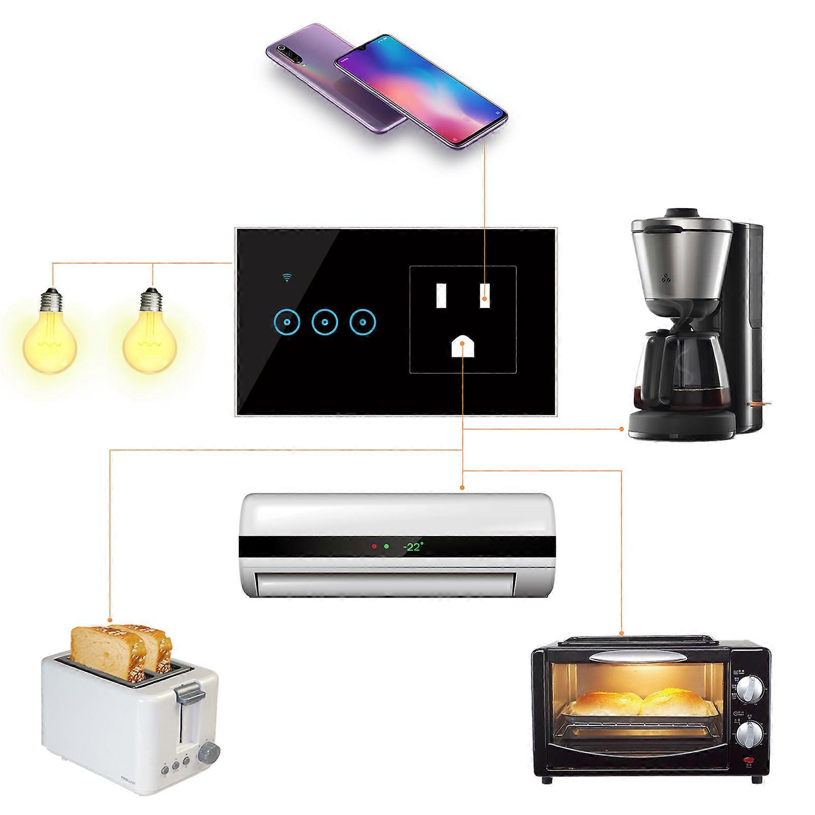 Wifi Wall Outlet 2 in 1 Convenient Voice APP Touch Control Smart Socket Switch Alexa for Assistant