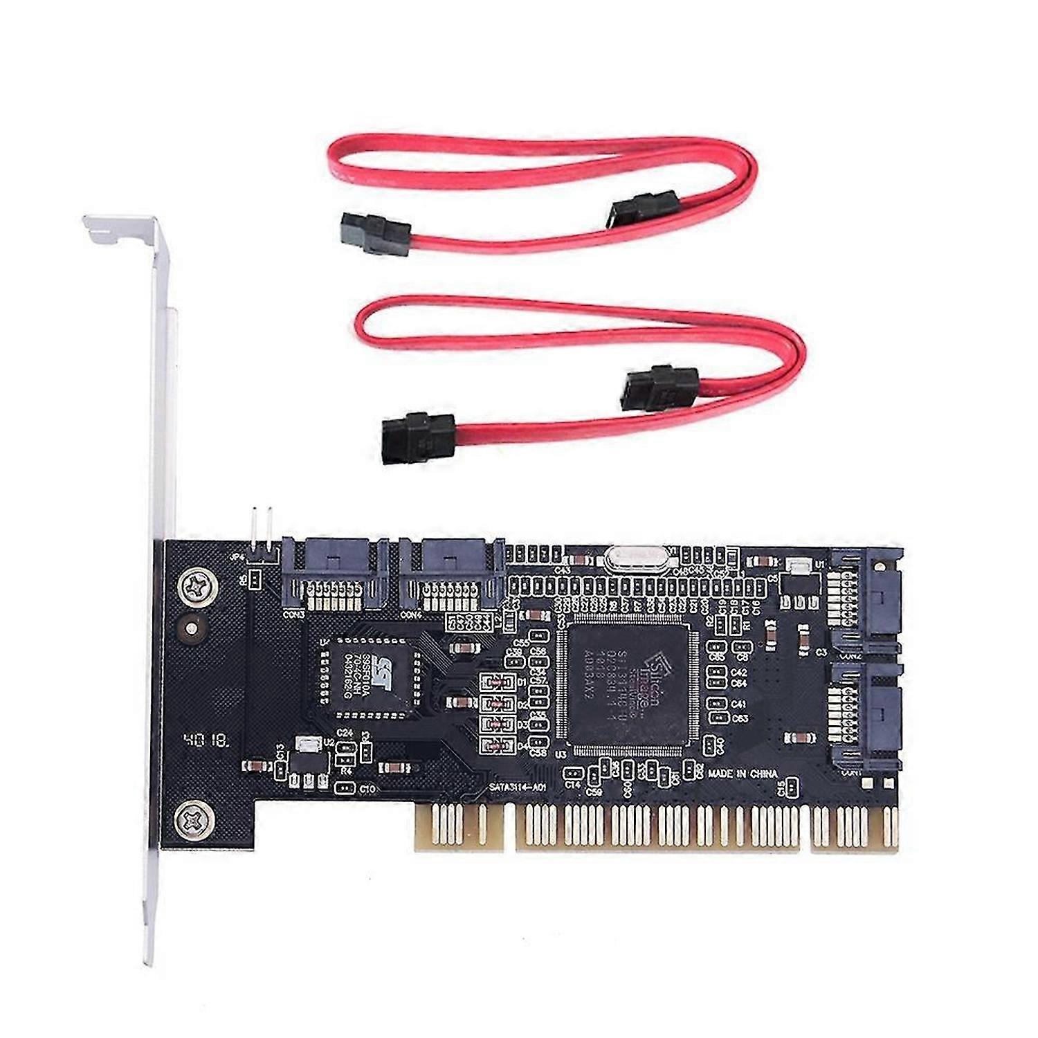 4 Ports PCI SATA Raid Controller Internal Expansion Card with Two Sata Cables, for Desktop PC,Suppor