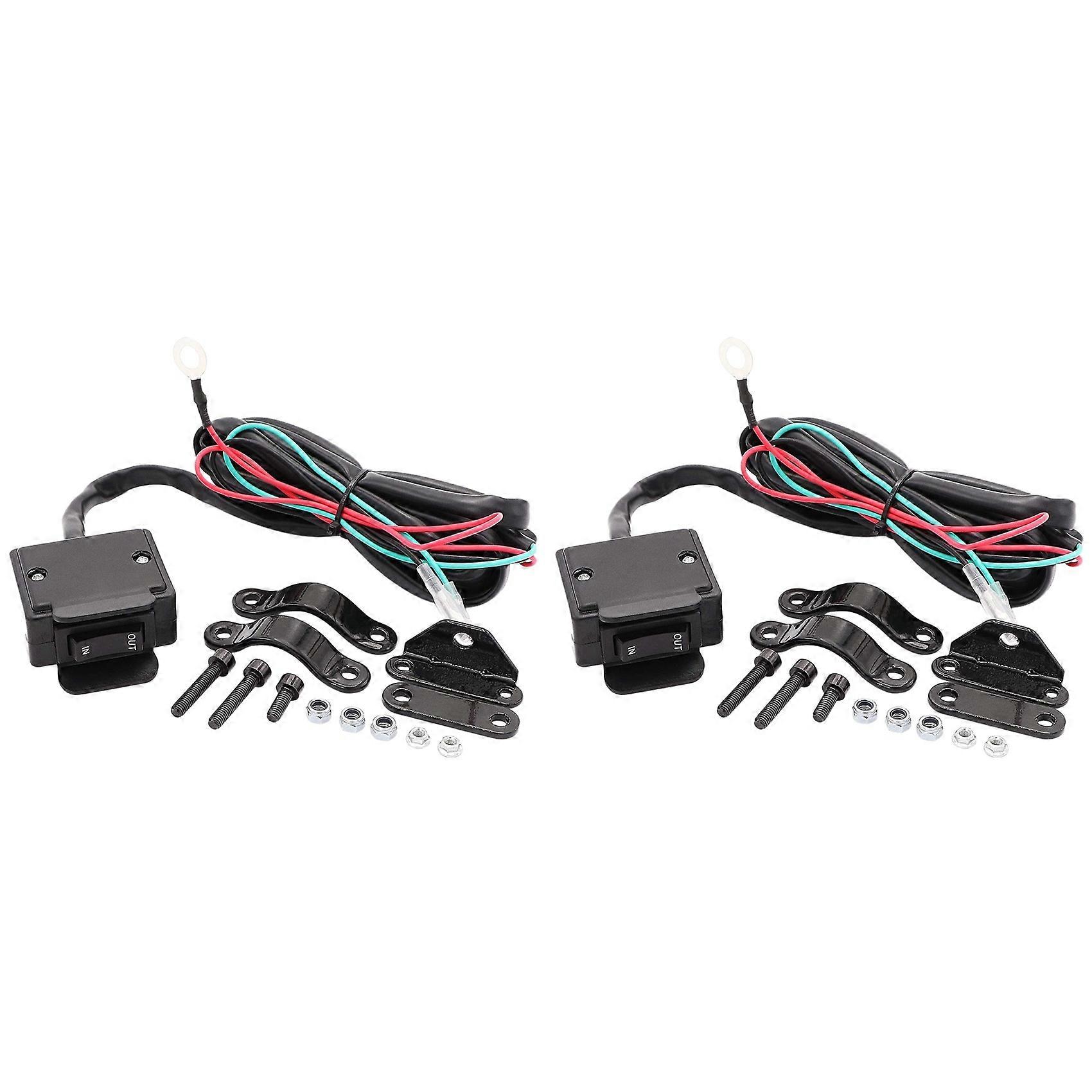 2X 12V ATV Winch Rocker Switch with Handlebar Control Line Kit for ATV/UTV