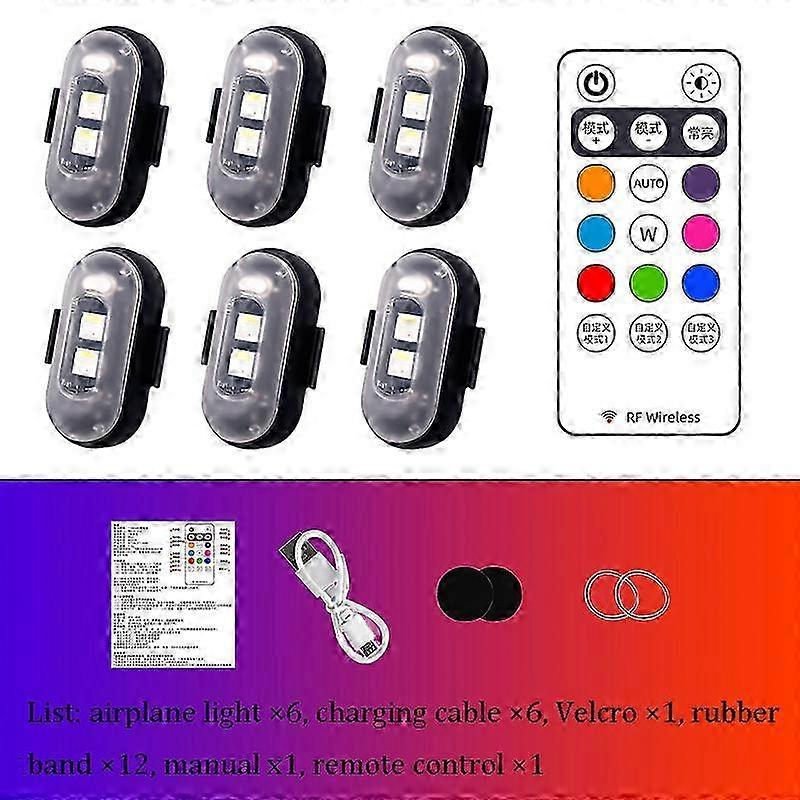 Motorcycle LED RGB Warning car light Universal Flash Signal car light Drone With Remote Strobe car light 7 Color Indicator Safety car lights