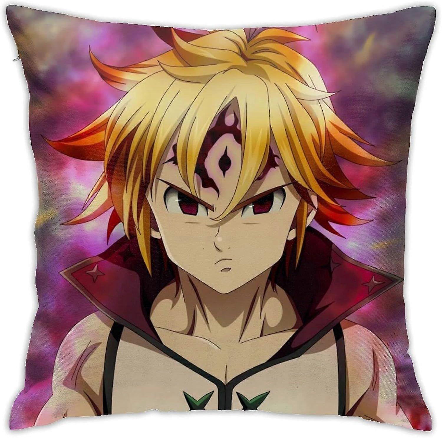 y589七つの大罪メリオダスアニメ枕両面スタイリッシュな印刷スロー枕カバーソフト枕カバー寝室ソファ装飾クッションカバー18