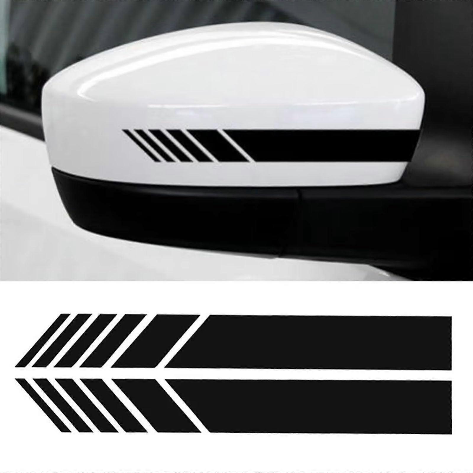 Car Rear View Mirror Stickers Compatible Racing Stripe Decals Black 1 Pair Auto Styling
