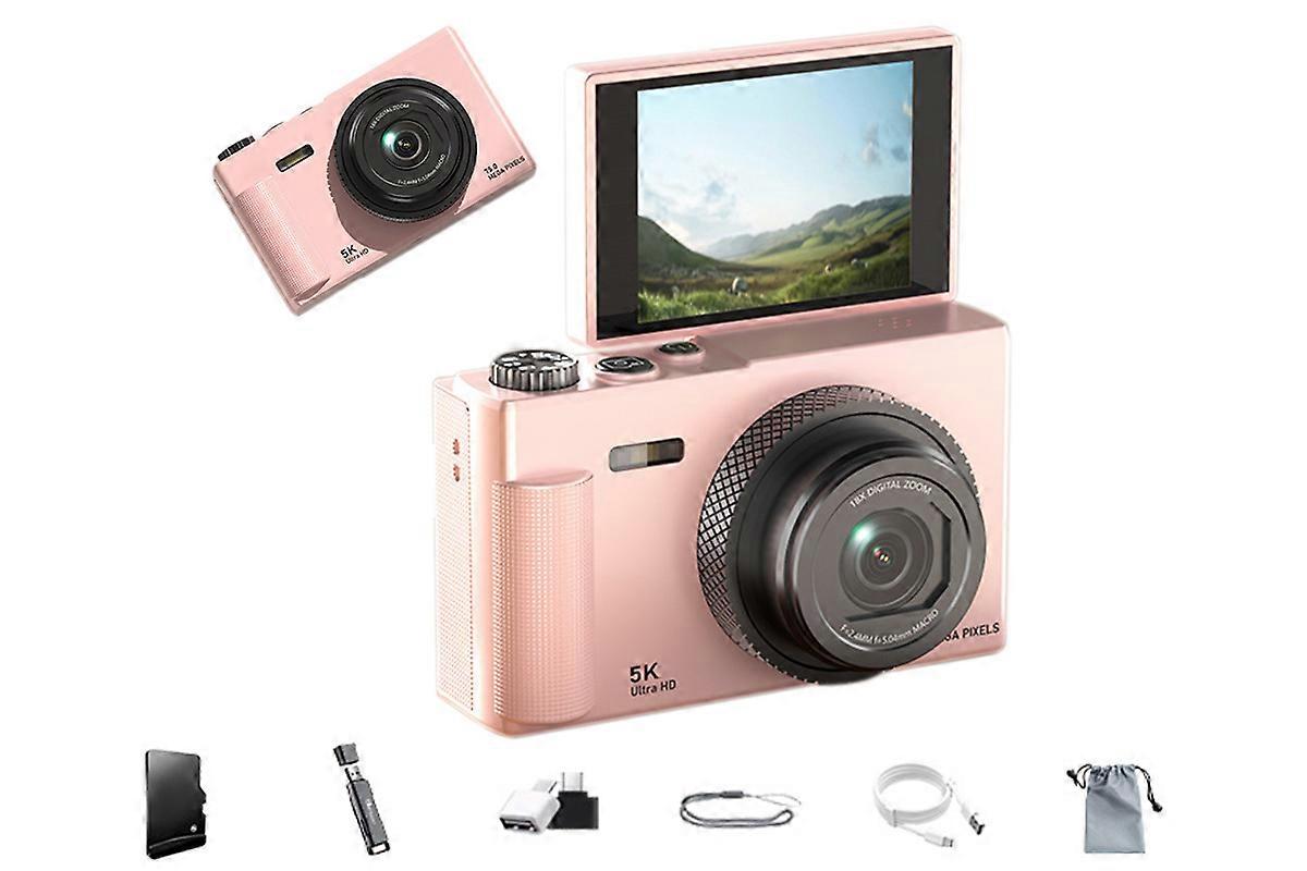 5K Digital Camera 18X Zoom Flip Screen Point and Shoot with 64GB