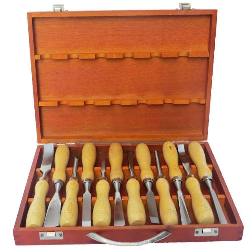 Wood Chisel Set 12Piece, Woodworking Chisel Kit With Wooden Storage Case For Engraving On Wood Carving DIY Wood Craft