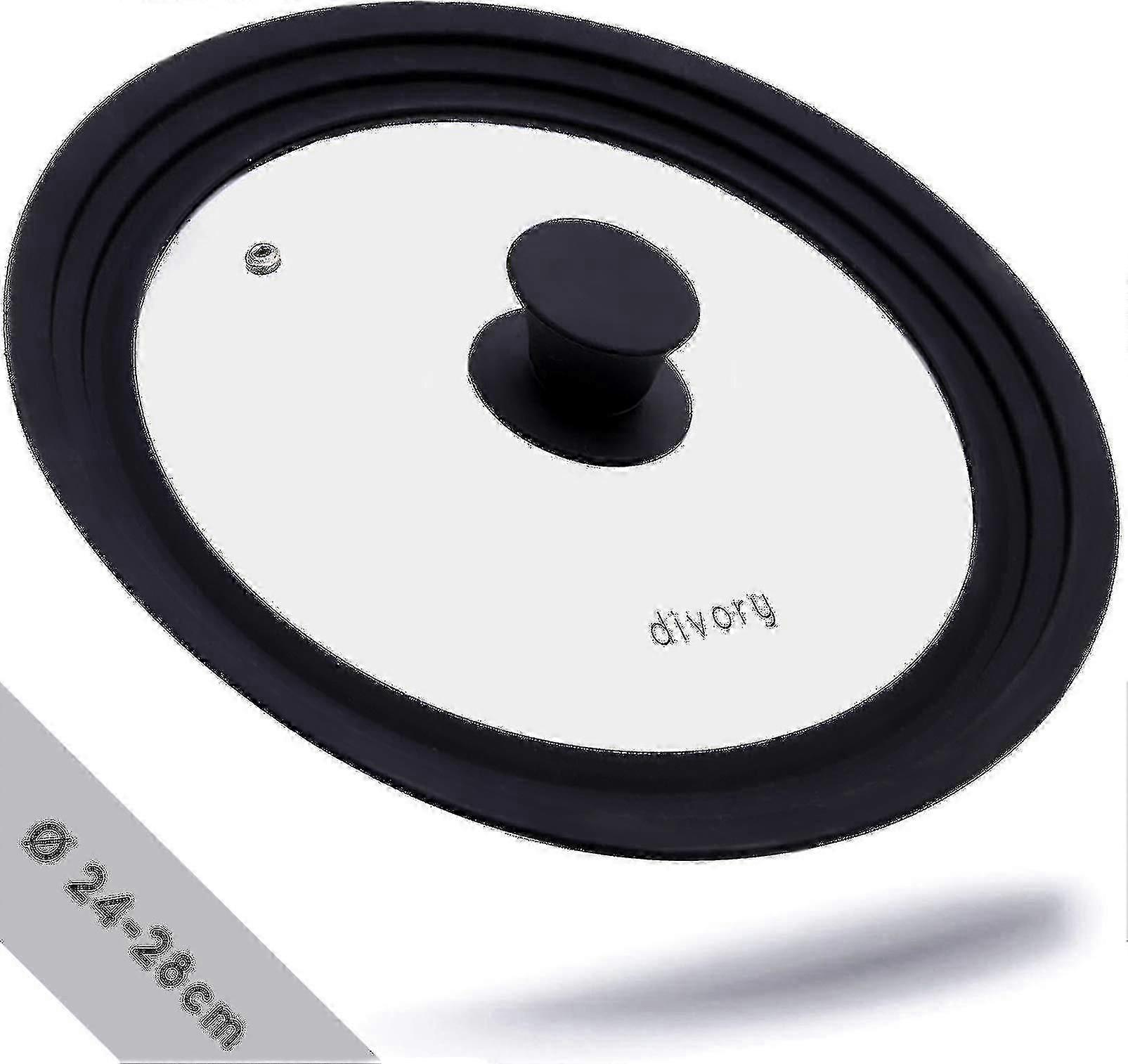 Tapa de vidrio universal 28/30/32 cm - templada con borde de silicona resistente al calor