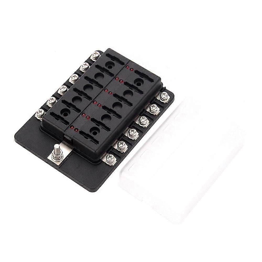12 Way Blade Fuse Box Holder with LED Indicator for Car Boat Marine
