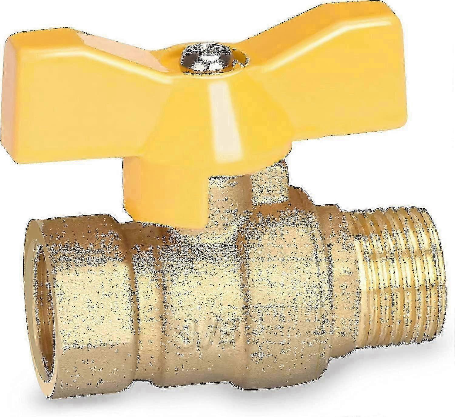 3/8 inch brass ball valve with yellow wing handle - external thread / internal thread full port PN16 ws