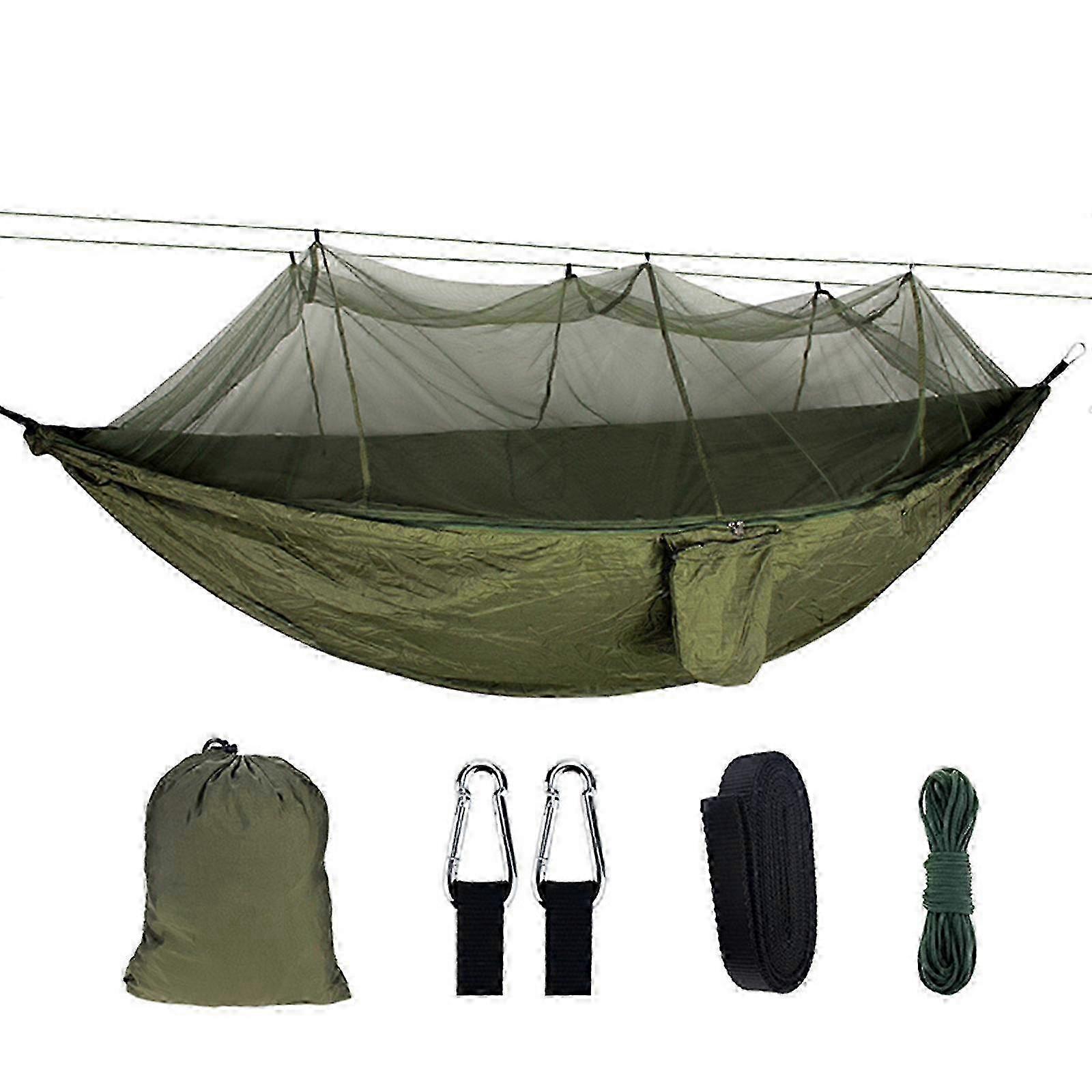 Double Hammock With Mosquito Net and Storage Bag, High Strength Parachute Fabric for Camping, Hunting, Backpacking