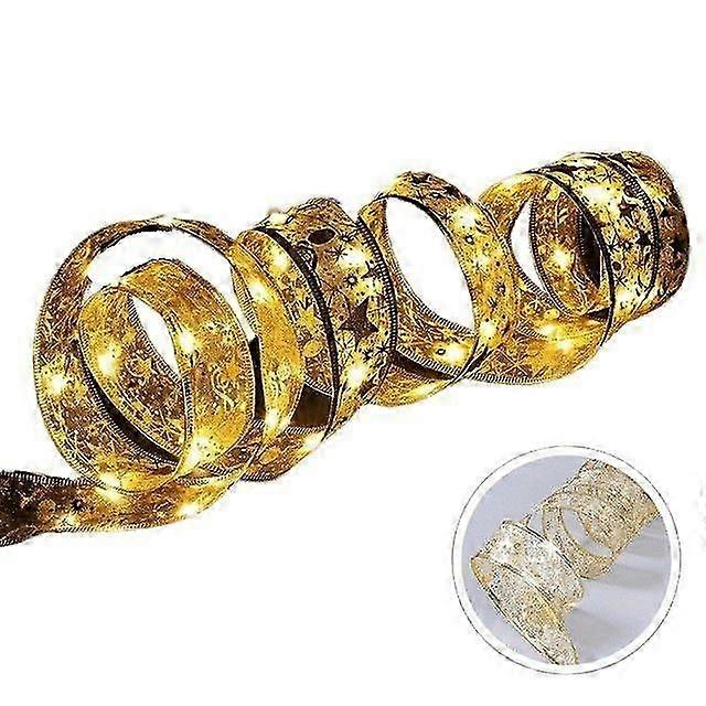 Bow colored light string LED Christmas tree decoration satin light silk Christmas ribbon light string