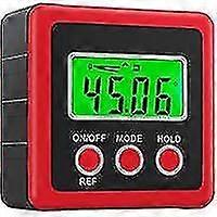 Digital Lcd Protractor Inclinometer Inclinometer Waterproof Bevel Box Angle Gauge Bubble Level - (red)