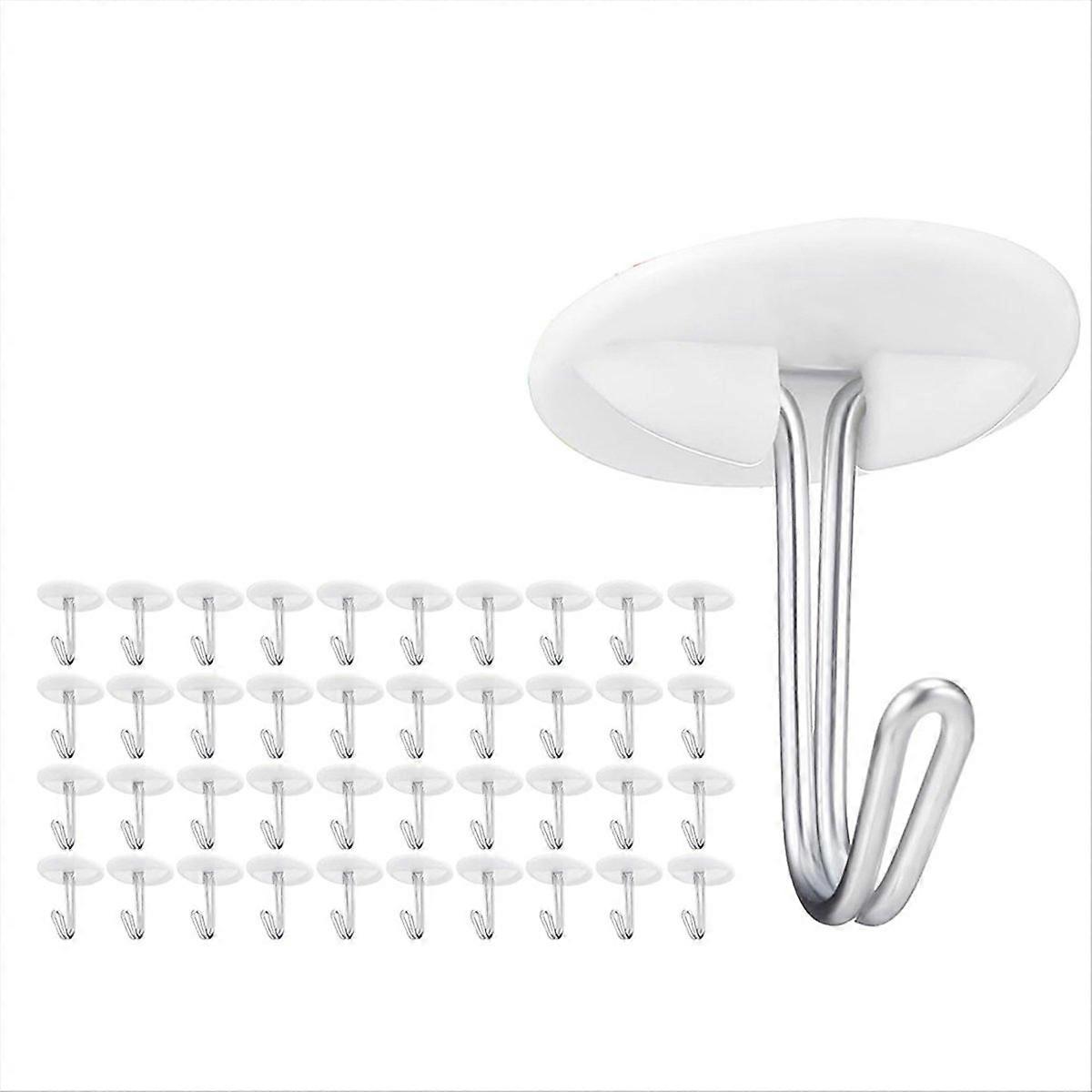 50 Pcs Adhesive Ceiling Hooks for Classroom Hanging Decor White Sticky Plastic No Drill Drop Ceiling