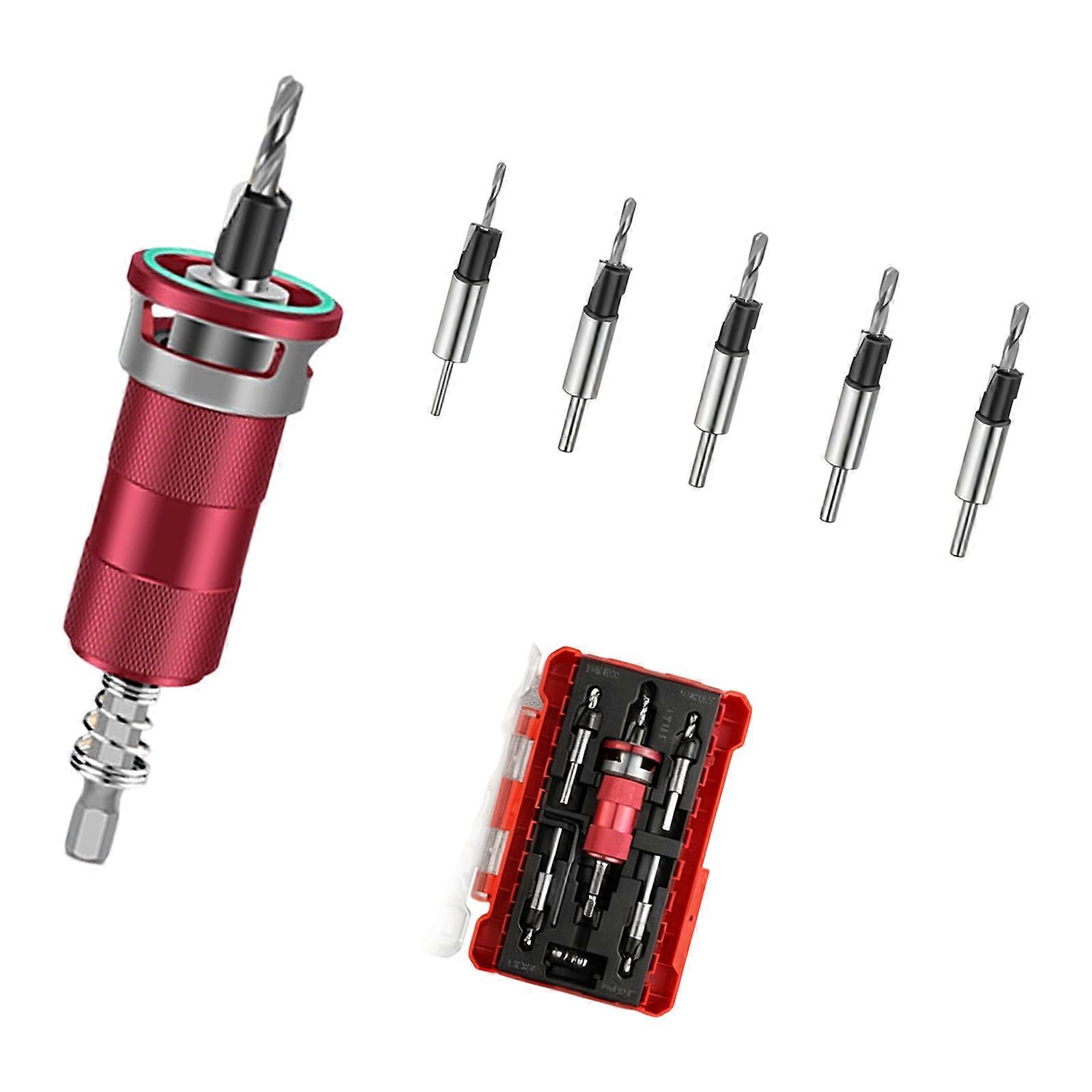 Semi Automatic Countersink Drill Nonslip Hexagonal Shank With Bearing Adjustable Step Drill Countersink Screw Opener  Red