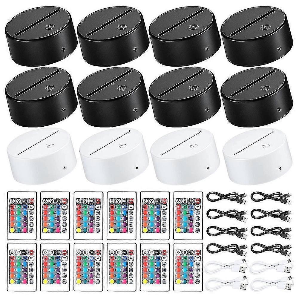 12 Pack 3d Night Led Light Lamp Base 16 Colors Led Light Display Base With Remote Control For Acryl ju