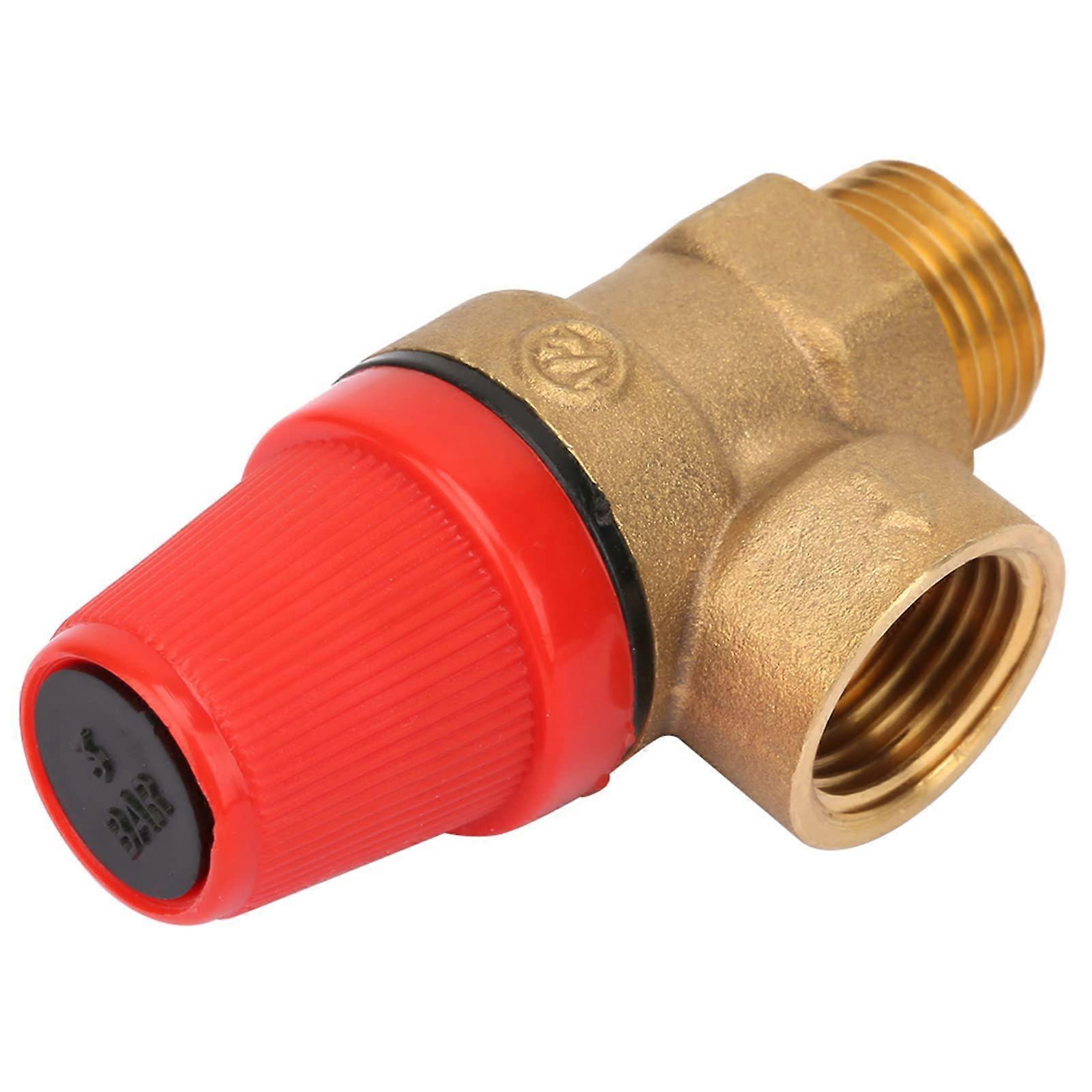 Brass Safety Relief Valve G1/2'' DN15 3 Bar Threaded Spring for Water Heater and Boiler