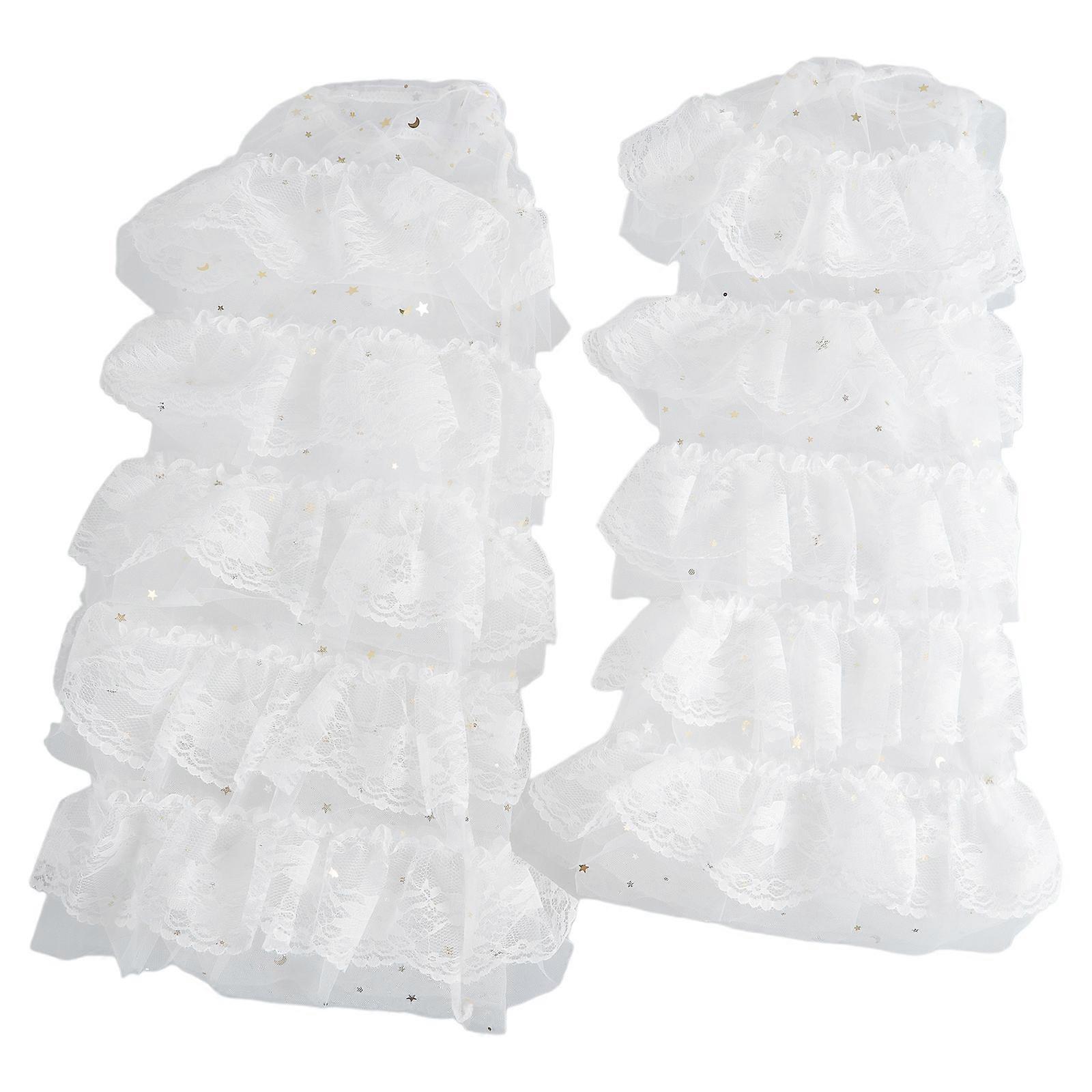 בגדי ריקוד נשים קפלים תחרה מחמם רגליים חמוד רשתות שקופות שרוולי רגליים גבוהים ירך ארוכים גרביים חפתים רחבים כיסוי רגל גרבי מגף לבן