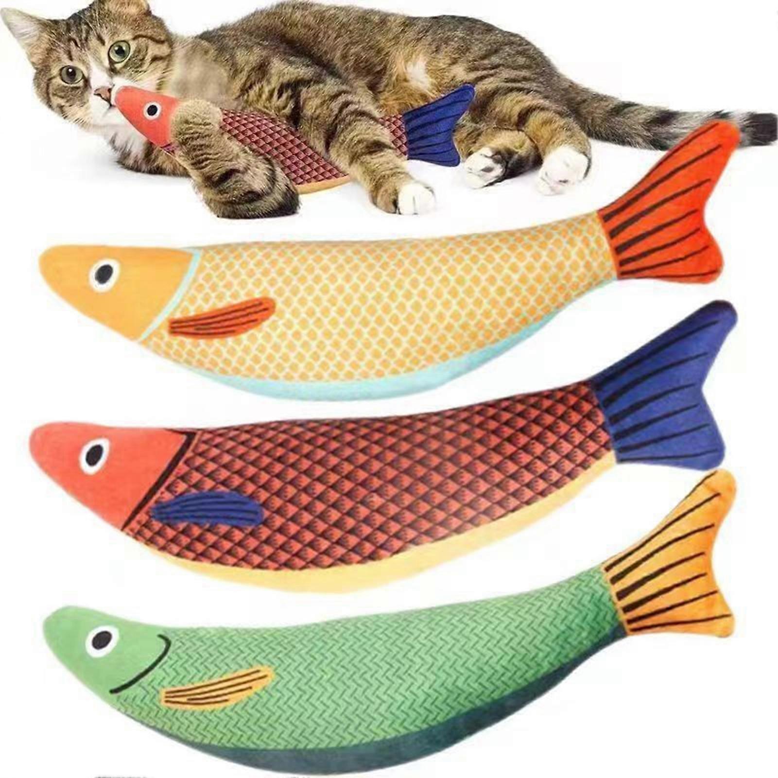 2 Pcs Catnip Fish Cat Toy for Indoor Cats Interactive Kitten Chew Kicker Toy with Crinkle Sound