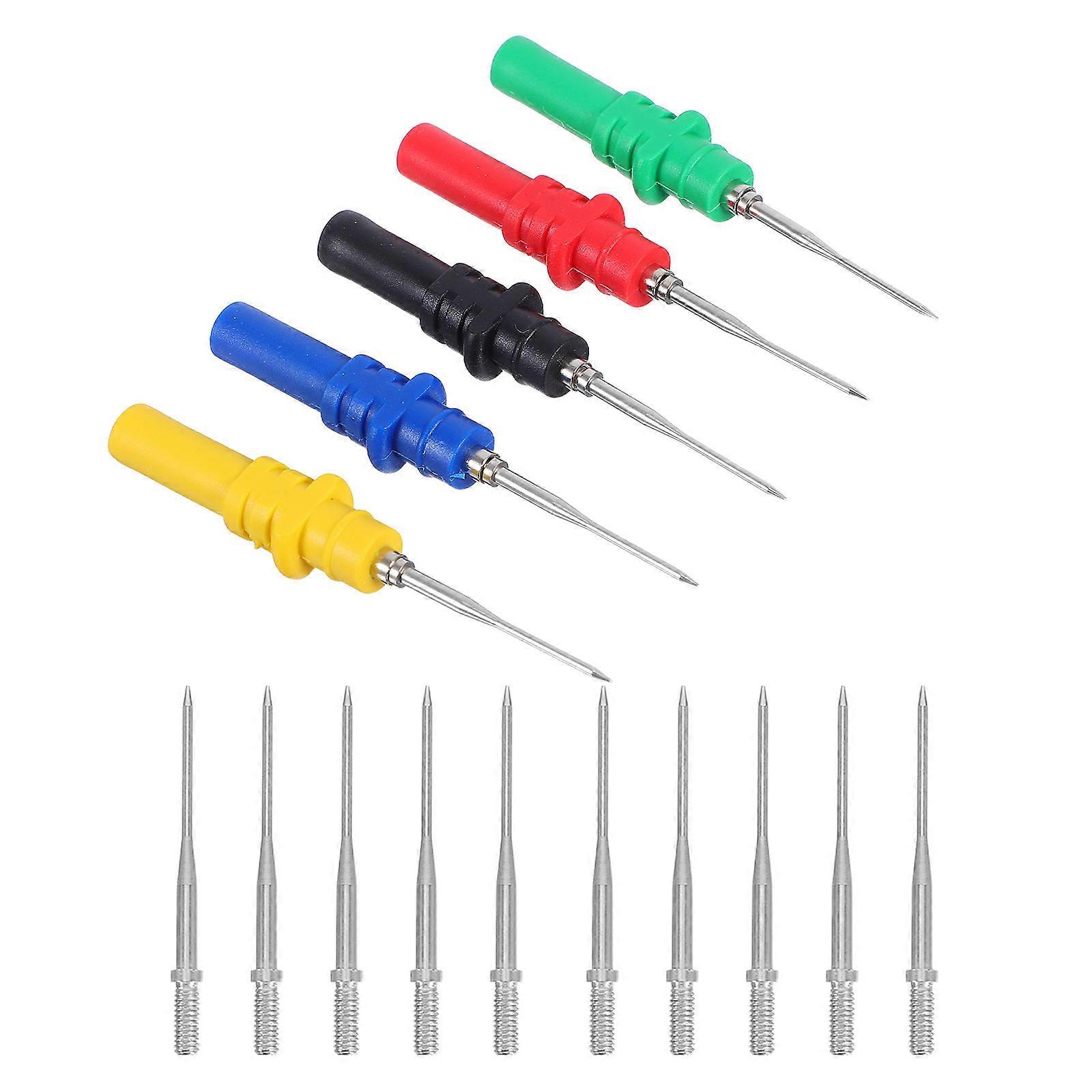Socket Plug Testing Pin Wire Piercing Pin Polarity Identification Students Assorted Color 15Pcs