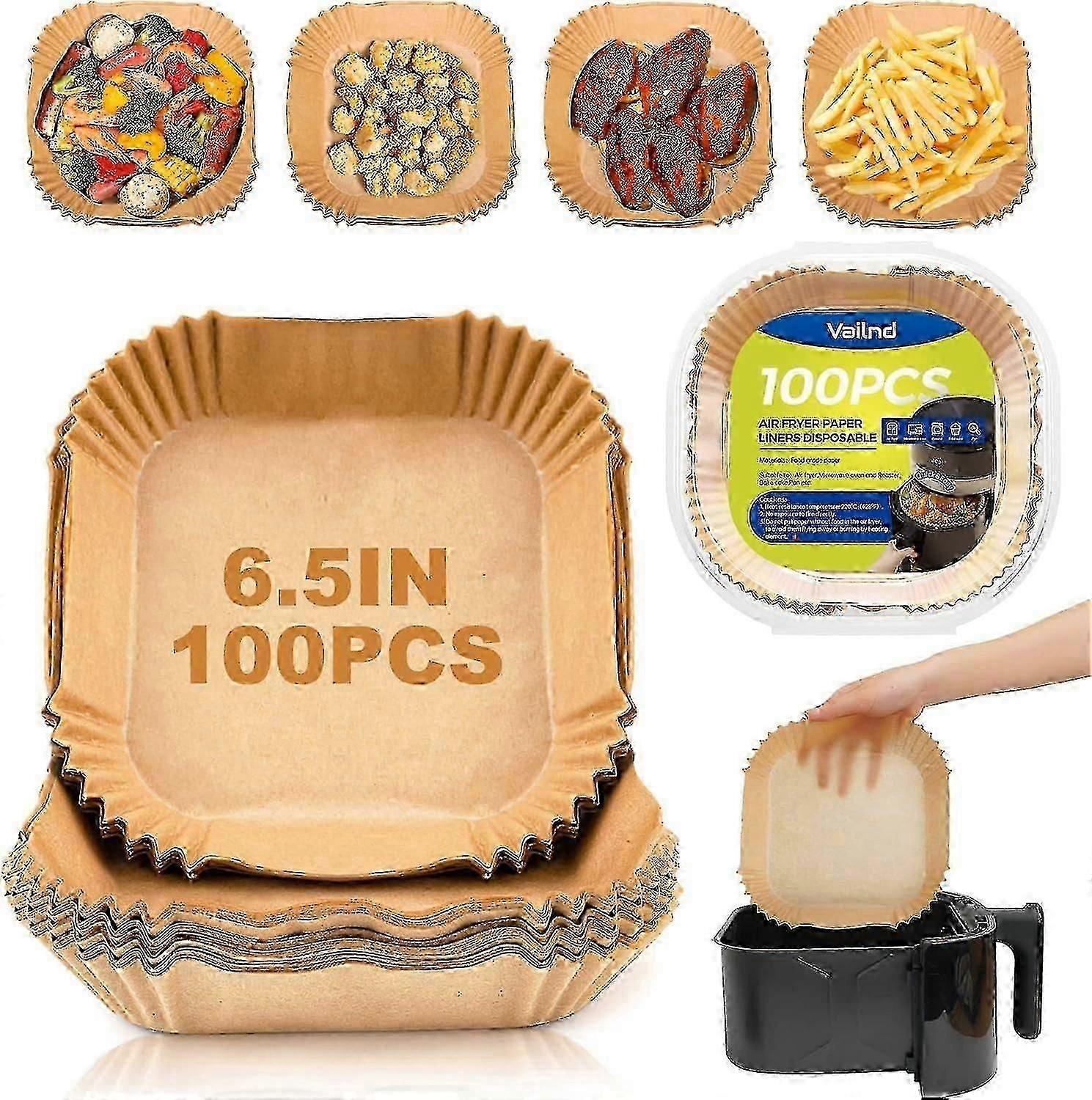 Air Fryer Paper Liners For Ninja Af100 Af101 Af161, 125pcs Unbleached Non-stick Parchment Baking Sheets