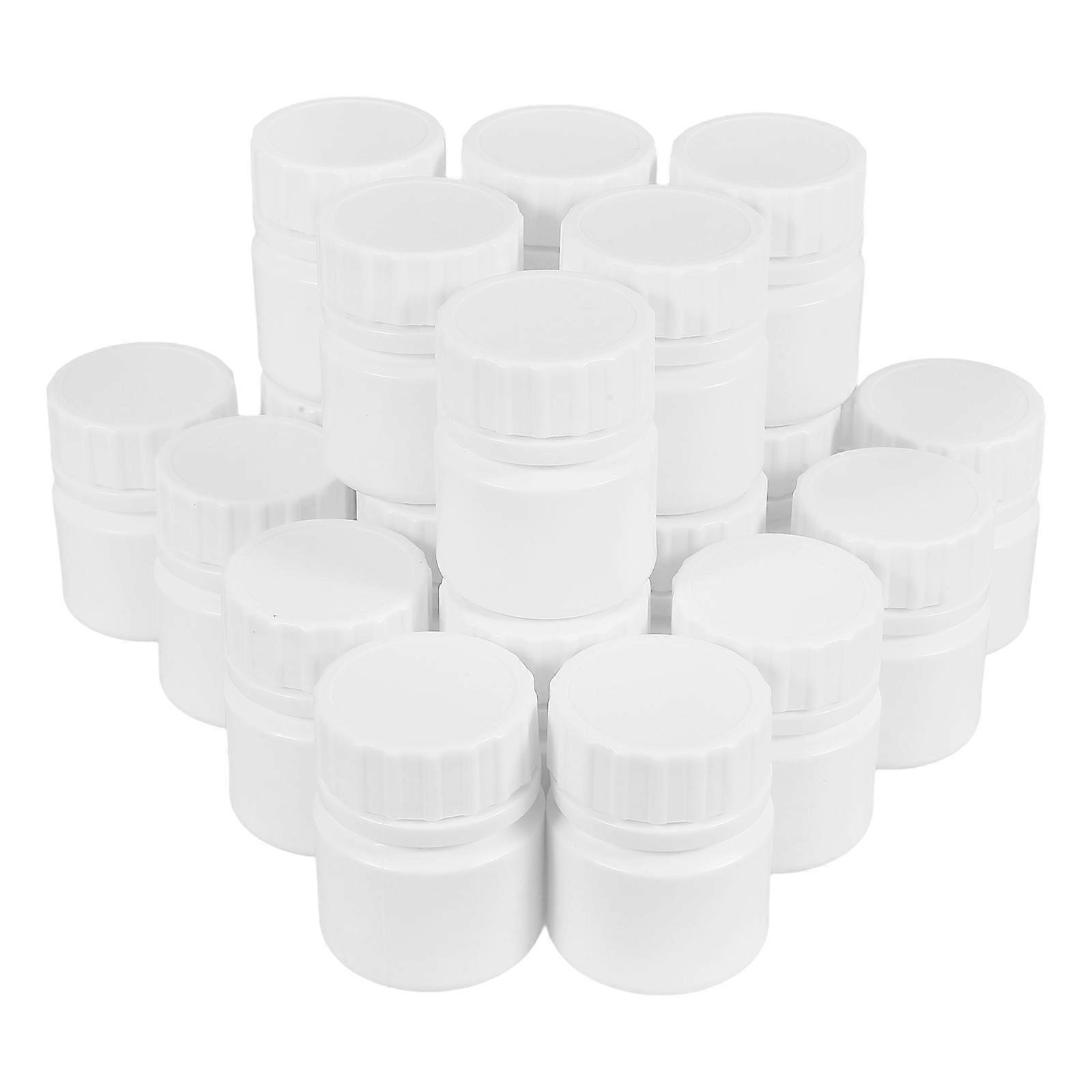 Sealed Sample Bottle for Storage White Plastic 20Pcs Medicine Jar Screw Cap