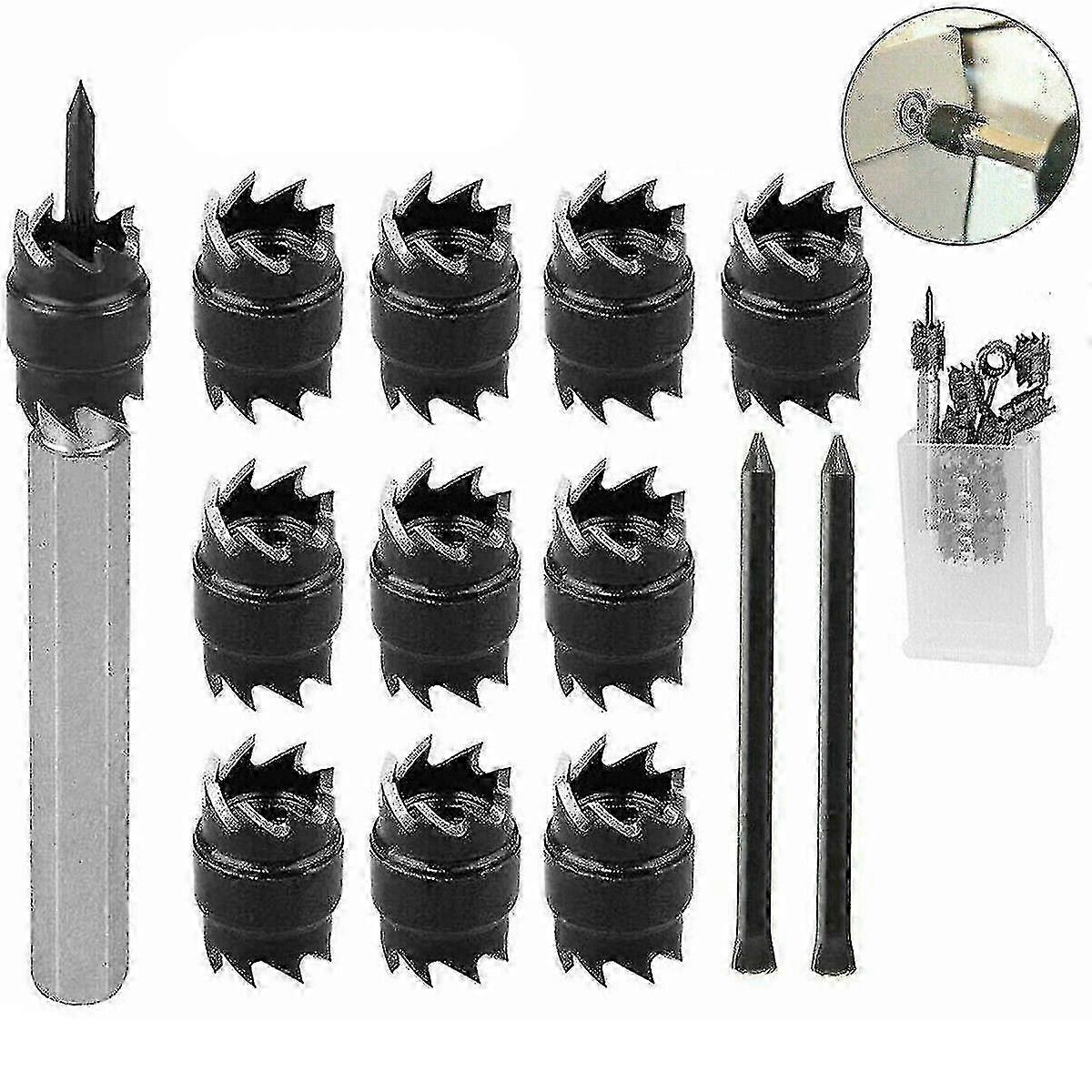 13-Piece 3/8" Double-Sided Rotary Spot Weld Cutter Drill Bit Kit
