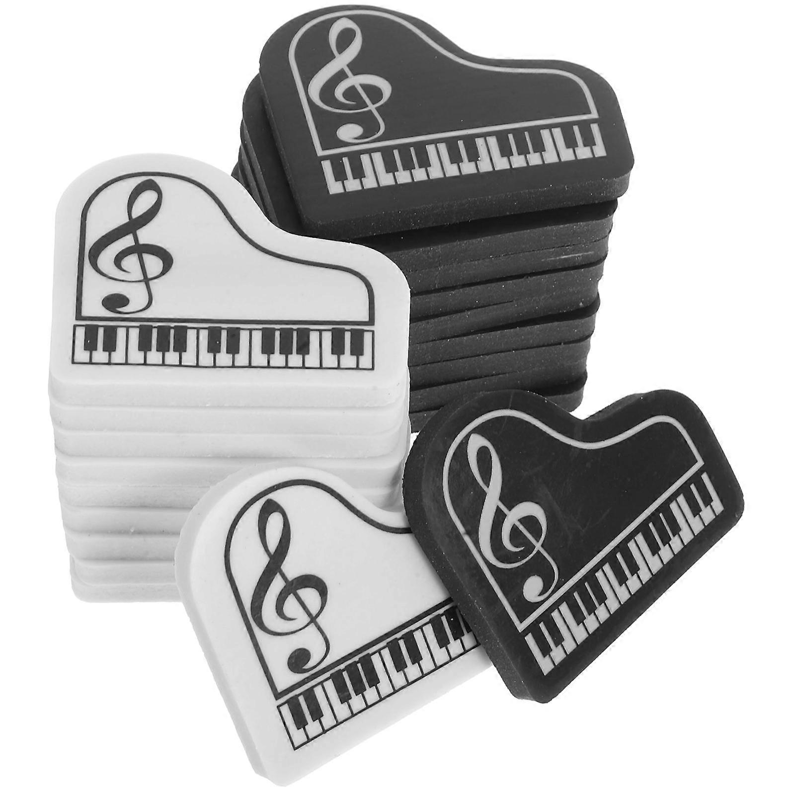 Pencil Erasers with Cute Piano Design for Home Use Assorted Color TPR Material 20 Pieces