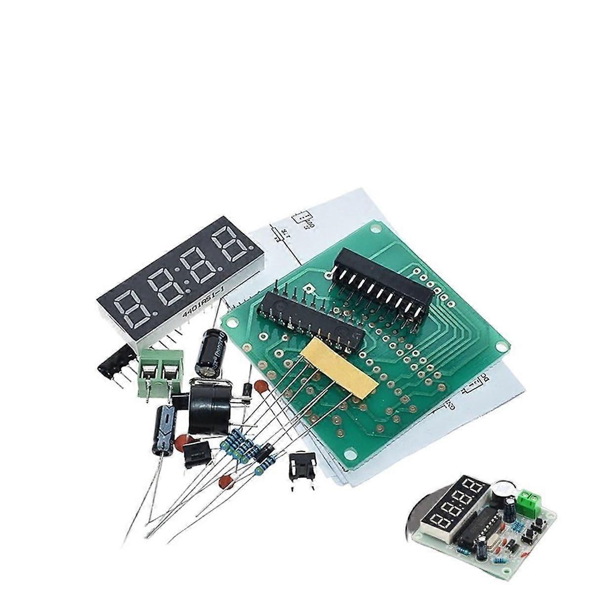 DIY Electronic Clock Kit with AT89C2051, 4 Digit LED Display, Easy Assembly for Beginners