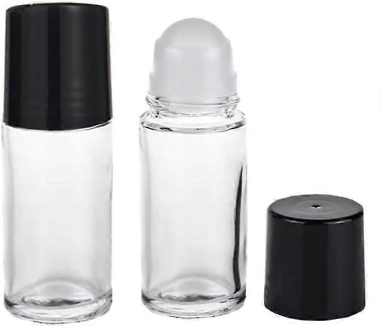 2Pcs 30ml Black Glass Essential Oil Roller Bottles Refillable Aromatherapy RollOn Containers