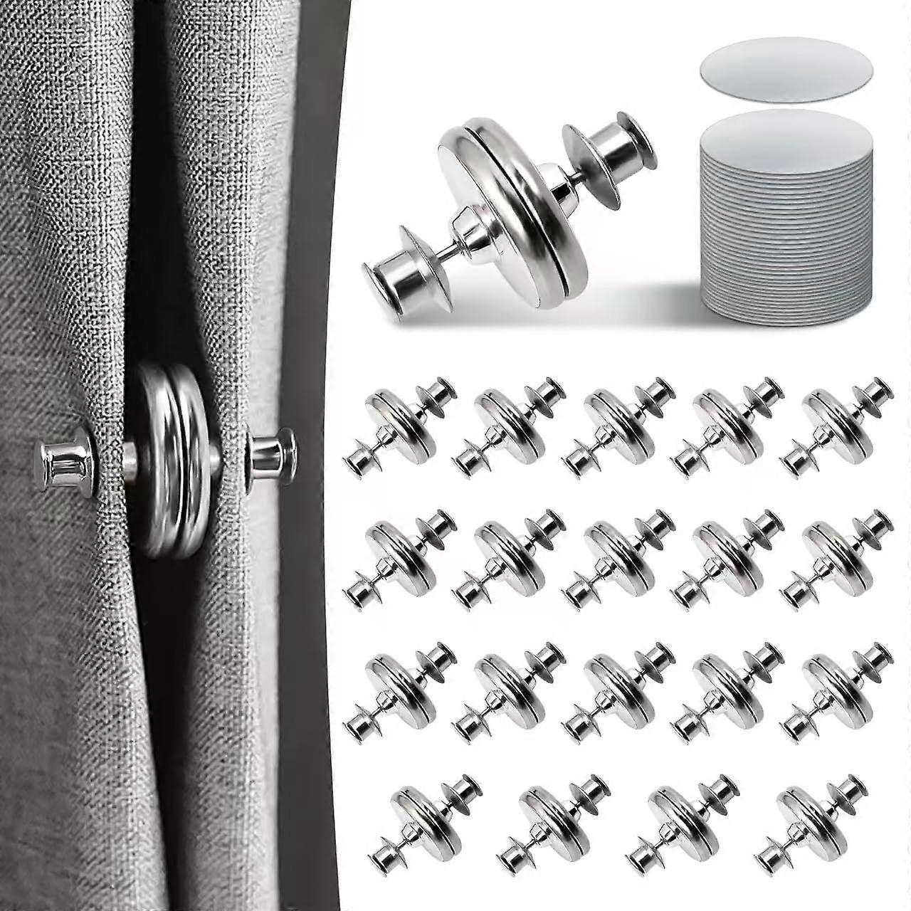 Curtain Magnets 20 Pairs Magnetic Curtain Clips with Adhesive Patches Light Blocking Closure