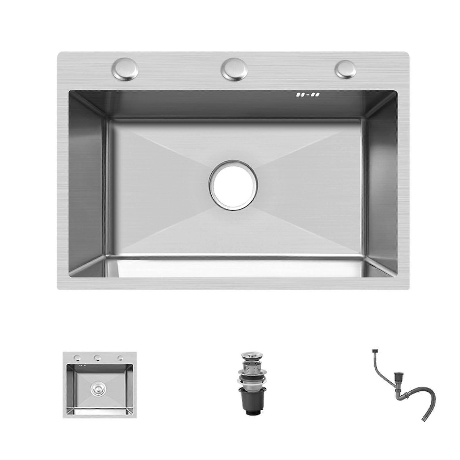 Stainless Steel Single Bowl Workstation Sink with Noise Reduction and Fast Drainage, 27x18in