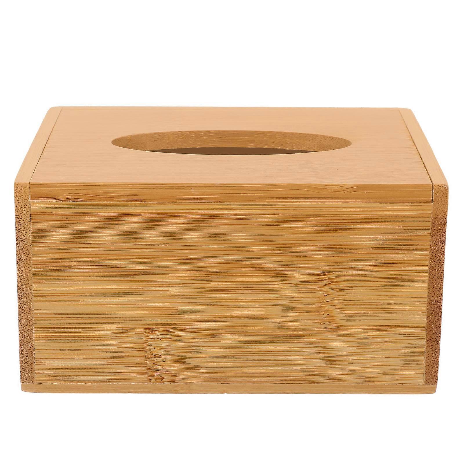 Khaki Bamboo Tissue Box Holder for Storage Use Rectangular Paper Dispenser