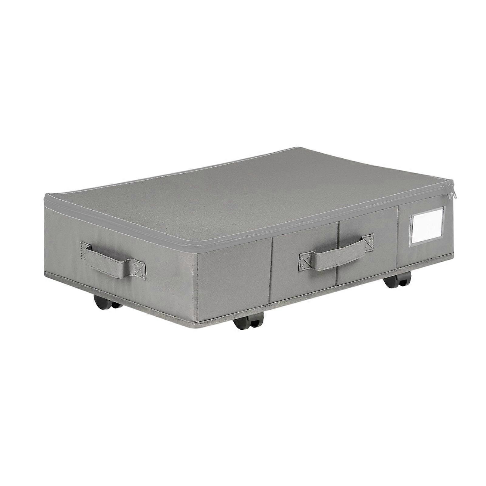 Under Bed Storage Box with Wheels - Foldable Zippered Organizer