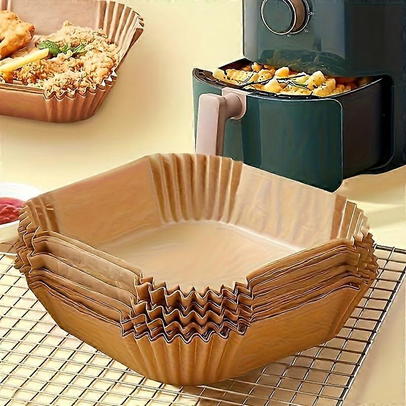 50pcs Square Air Fryer Liners NonStick Greaseproof Parchment Paper Fits Basket Disposable
